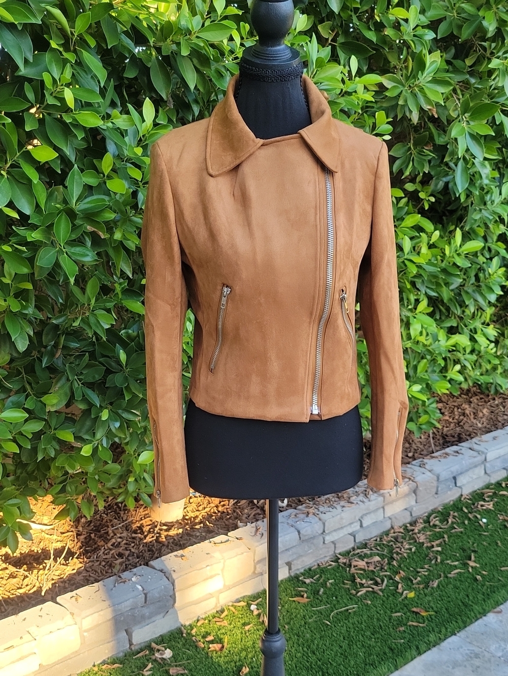 REVEROF Faux Suede Moto Jacket Tan Brown NWT Small